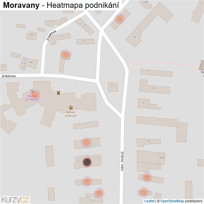 Mapa Moravany - Firmy v obci.