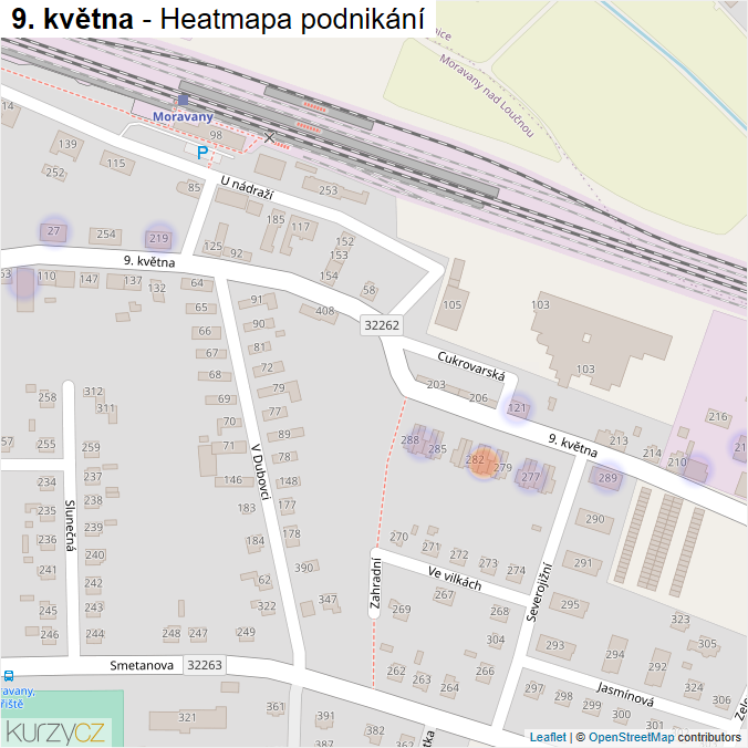 Mapa 9. května - Firmy v ulici.
