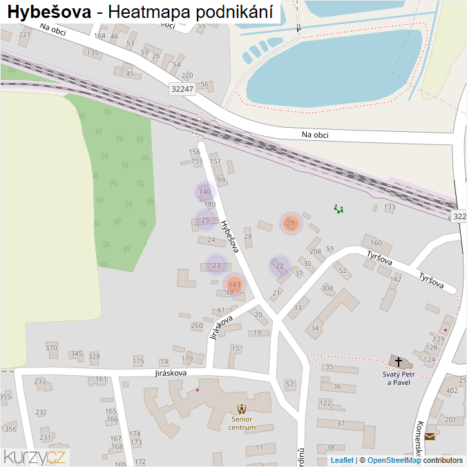 Mapa Hybešova - Firmy v ulici.