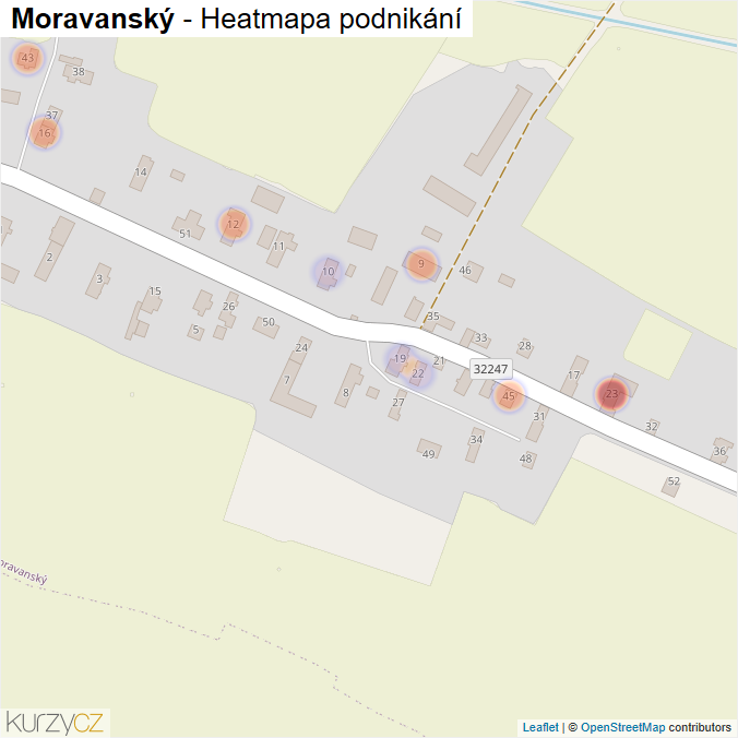 Mapa Moravanský - Firmy v části obce.