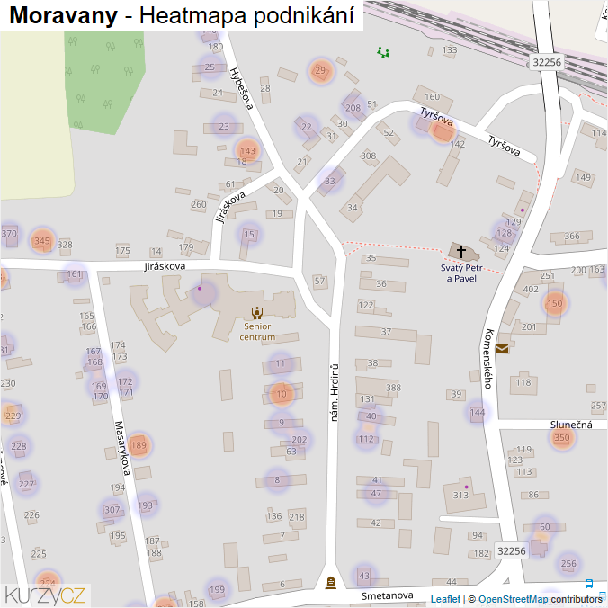 Mapa Moravany - Firmy v části obce.
