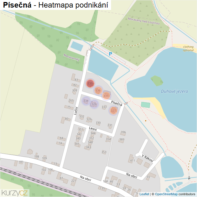 Mapa Písečná - Firmy v ulici.