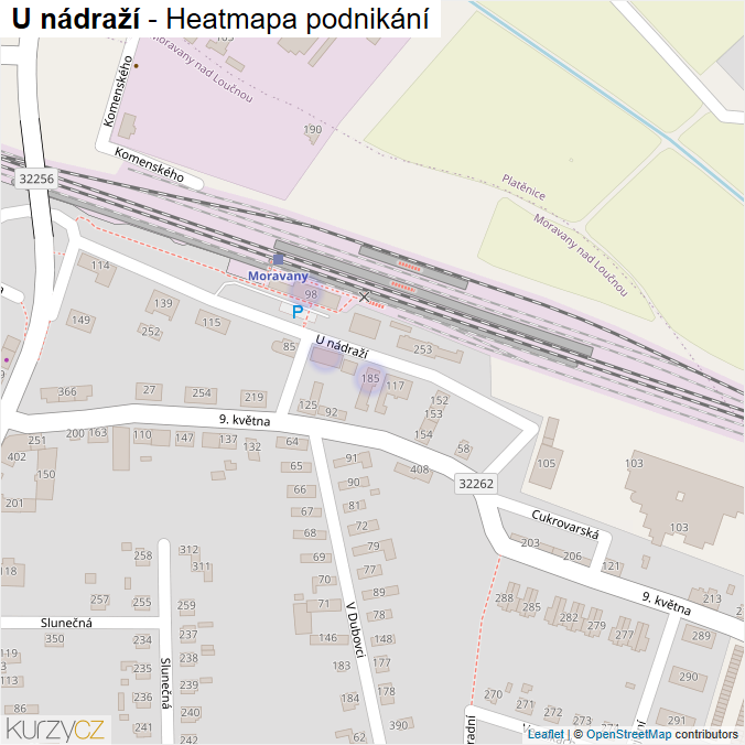 Mapa U nádraží - Firmy v ulici.