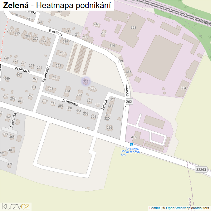 Mapa Zelená - Firmy v ulici.