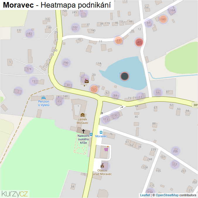 Mapa Moravec - Firmy v části obce.