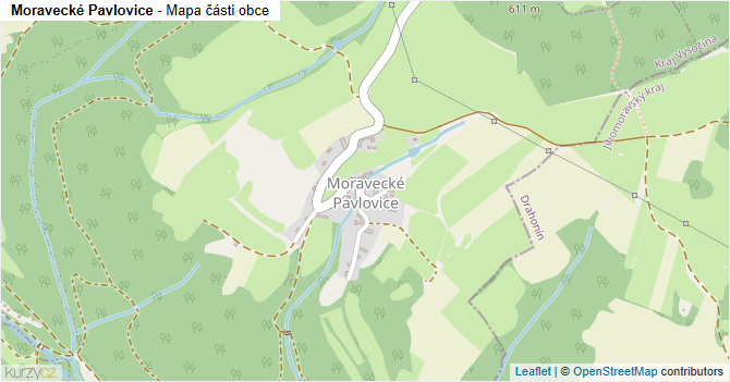 Moravecké Pavlovice - mapa části obce