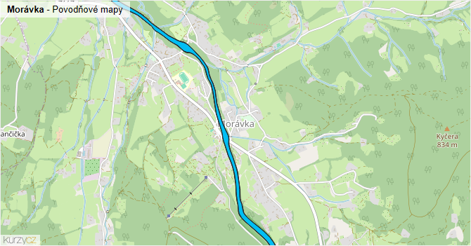 Morávka - záplavové mapy stoleté vody