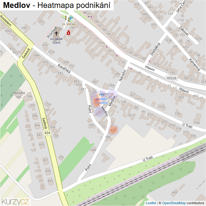 Mapa Medlov - Firmy v ulici.