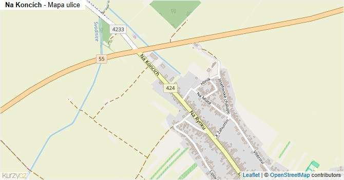 Na Koncích - mapa ulice