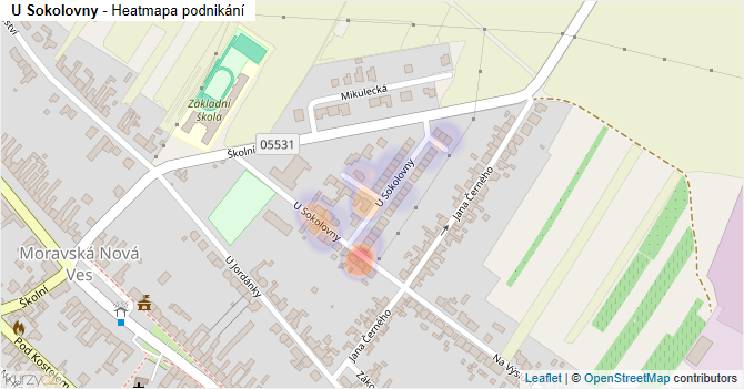 U Sokolovny - mapa podnikání
