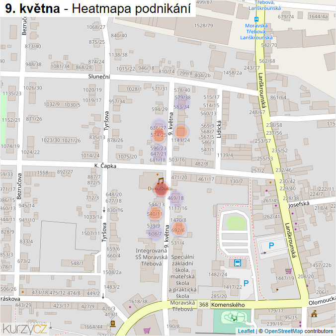 Mapa 9. května - Firmy v ulici.