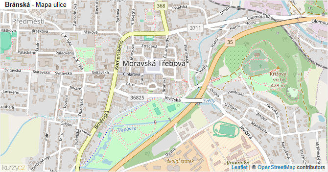Bránská - mapa ulice