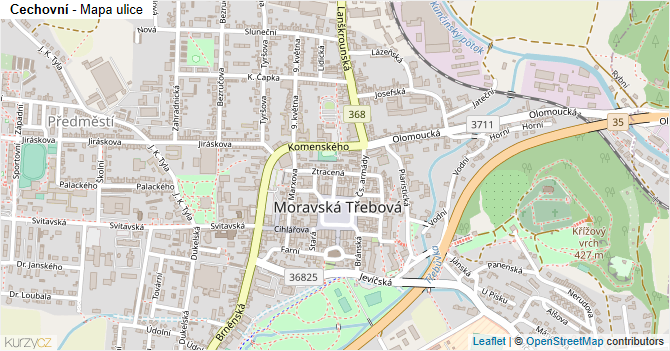 Cechovní - mapa ulice