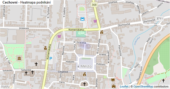 Cechovní - mapa podnikání