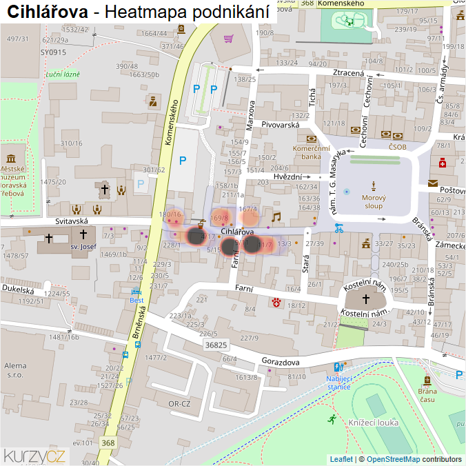 Mapa Cihlářova - Firmy v ulici.