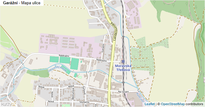Garážní - mapa ulice