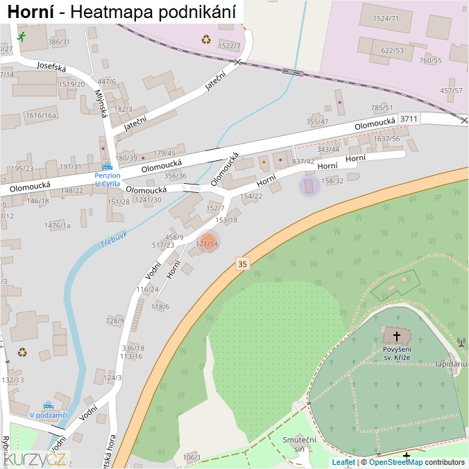 Mapa Horní - Firmy v ulici.