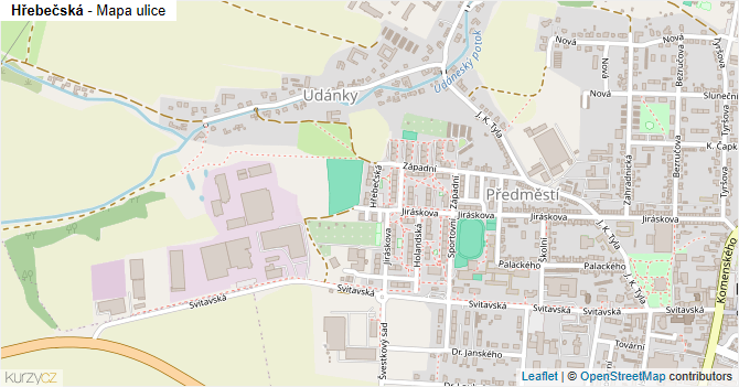 Hřebečská - mapa ulice