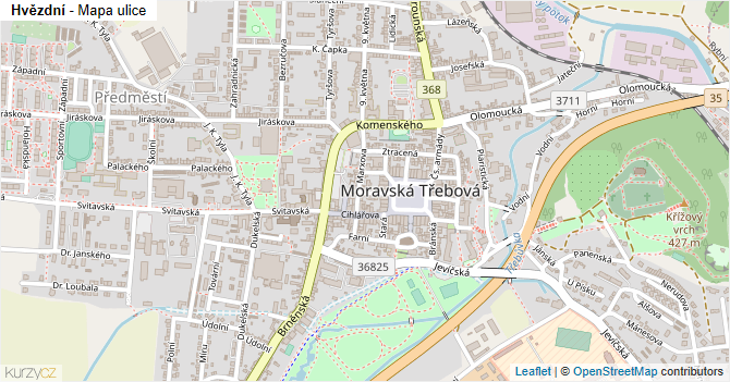 Hvězdní - mapa ulice