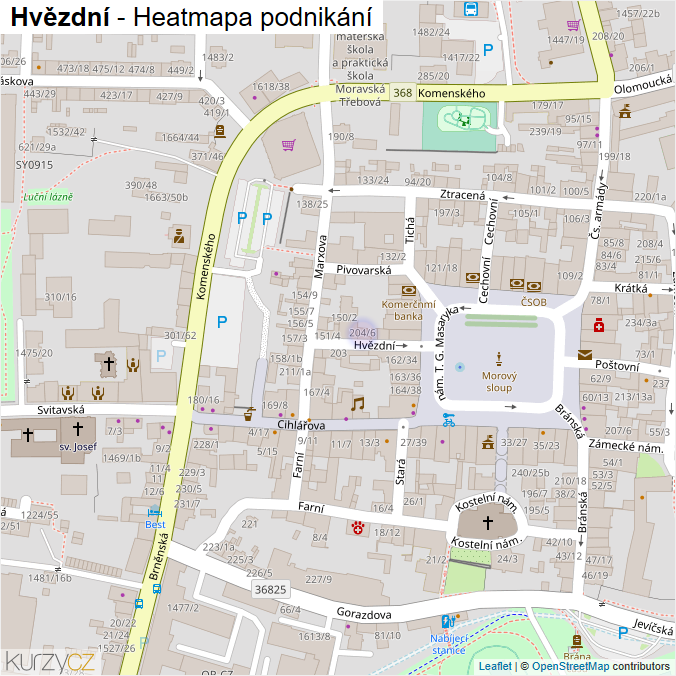 Mapa Hvězdní - Firmy v ulici.