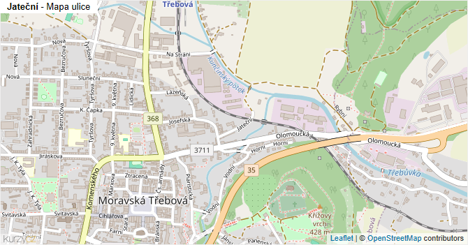 Jateční - mapa ulice