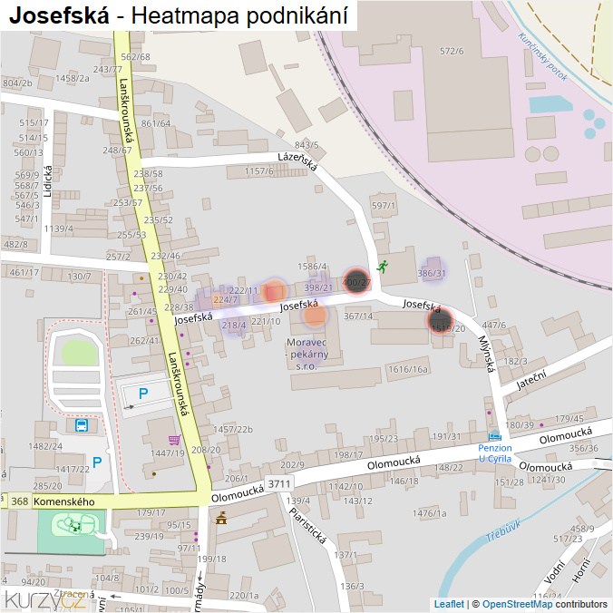 Mapa Josefská - Firmy v ulici.