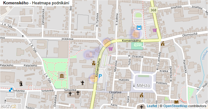 Komenského - mapa podnikání