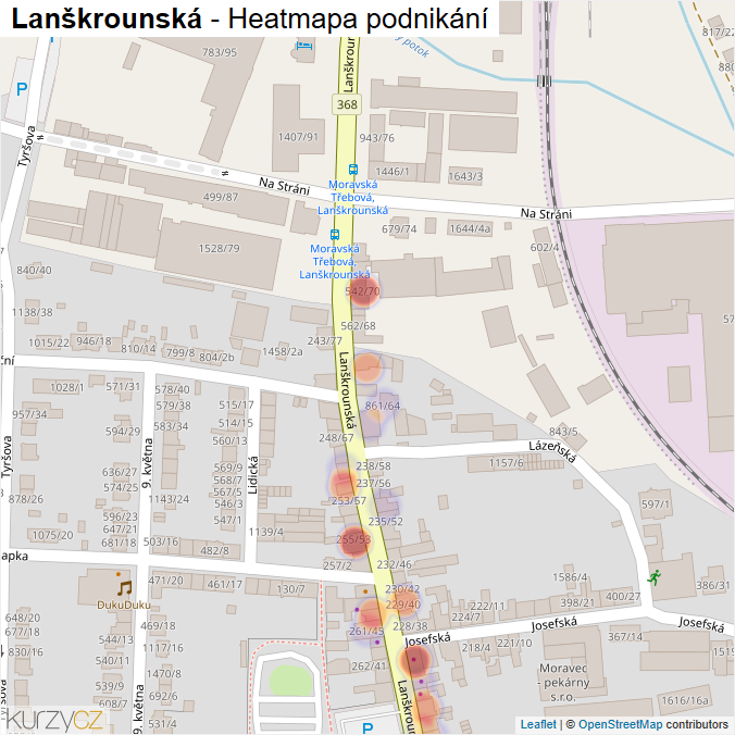 Mapa Lanškrounská - Firmy v ulici.
