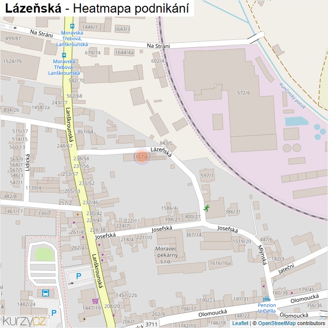 Mapa Lázeňská - Firmy v ulici.