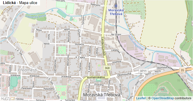 Lidická - mapa ulice