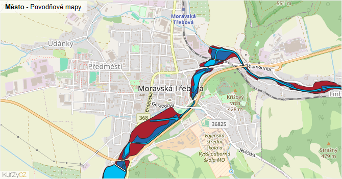 Město - záplavové mapy stoleté vody