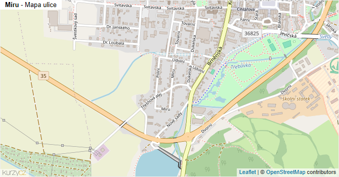Míru - mapa ulice