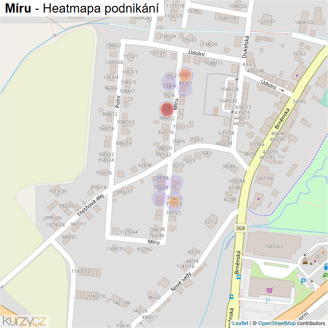 Mapa Míru - Firmy v ulici.