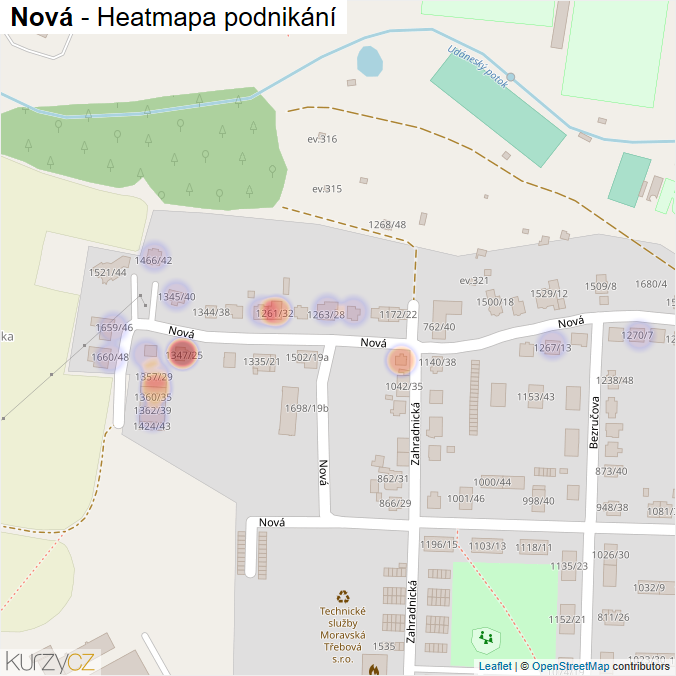 Mapa Nová - Firmy v ulici.