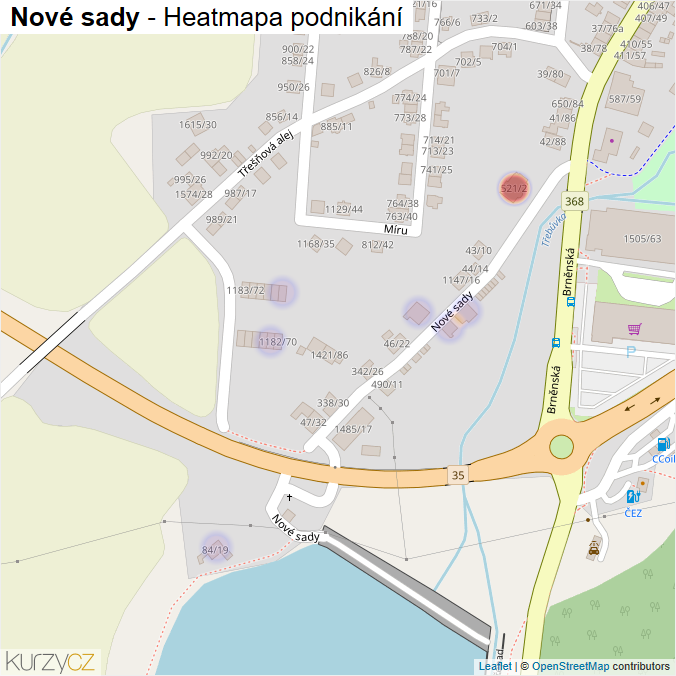 Mapa Nové sady - Firmy v ulici.