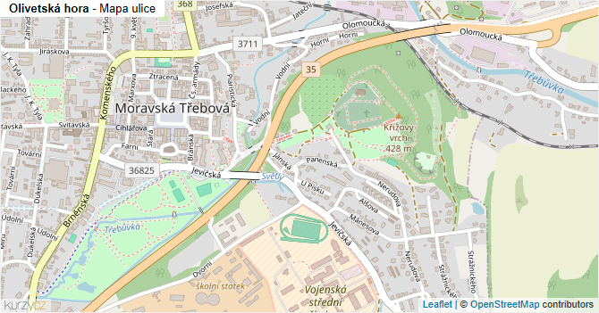 Olivetská hora - mapa ulice