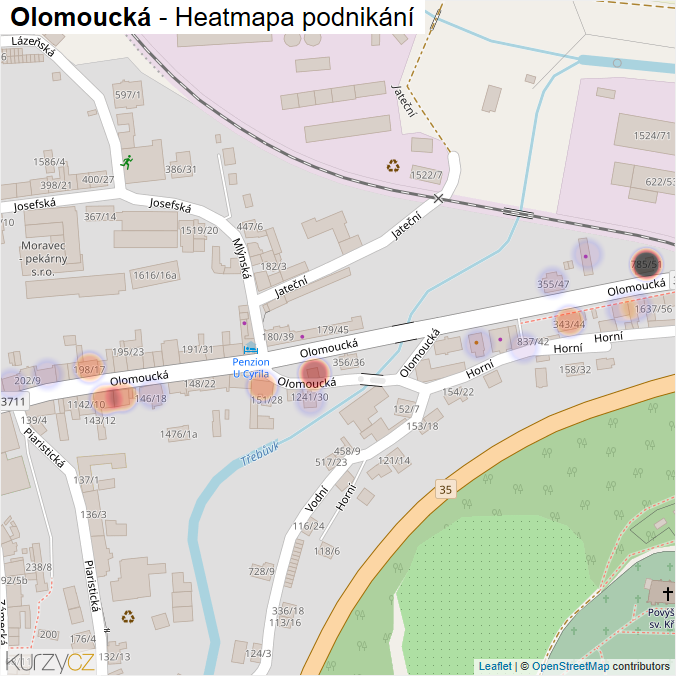 Mapa Olomoucká - Firmy v ulici.