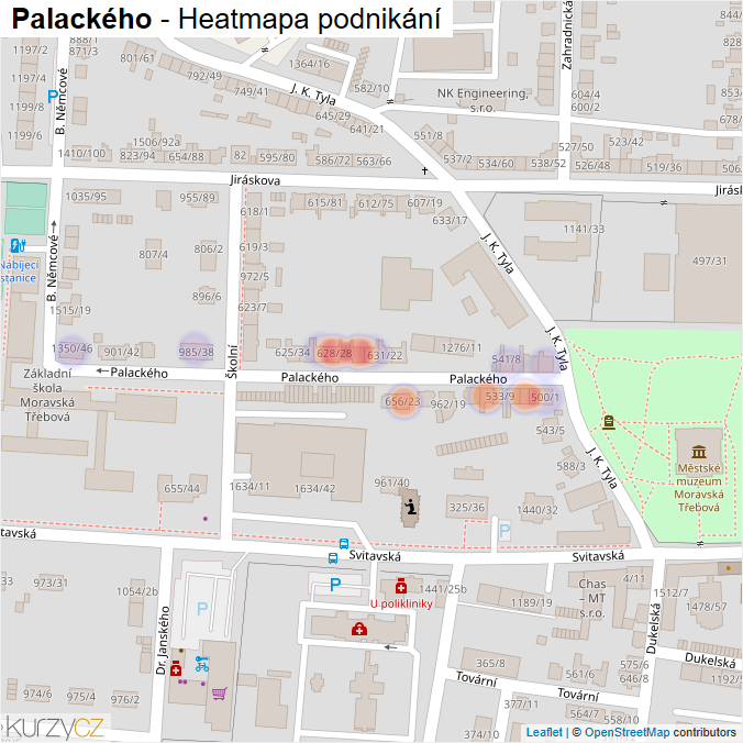 Mapa Palackého - Firmy v ulici.