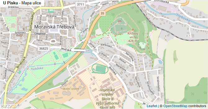 U Písku - mapa ulice