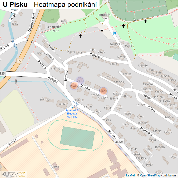 Mapa U Písku - Firmy v ulici.