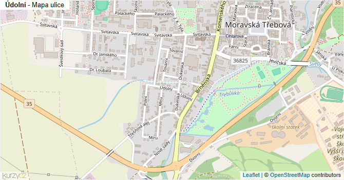 Údolní - mapa ulice
