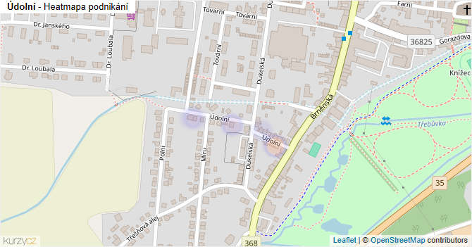 Údolní - mapa podnikání
