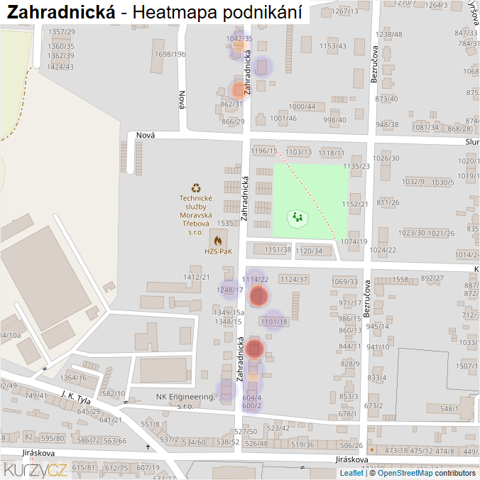 Mapa Zahradnická - Firmy v ulici.