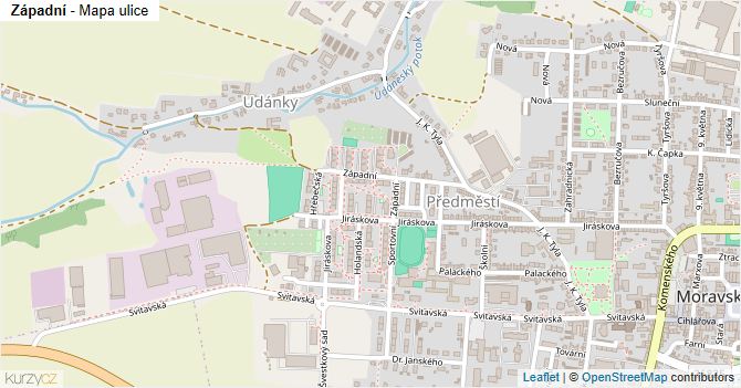 Západní - mapa ulice