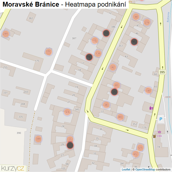 Mapa Moravské Bránice - Firmy v obci.