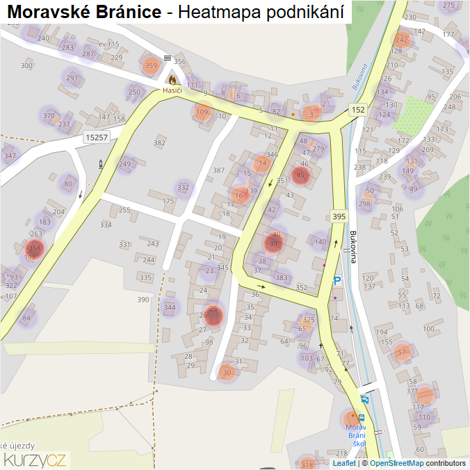 Mapa Moravské Bránice - Firmy v části obce.