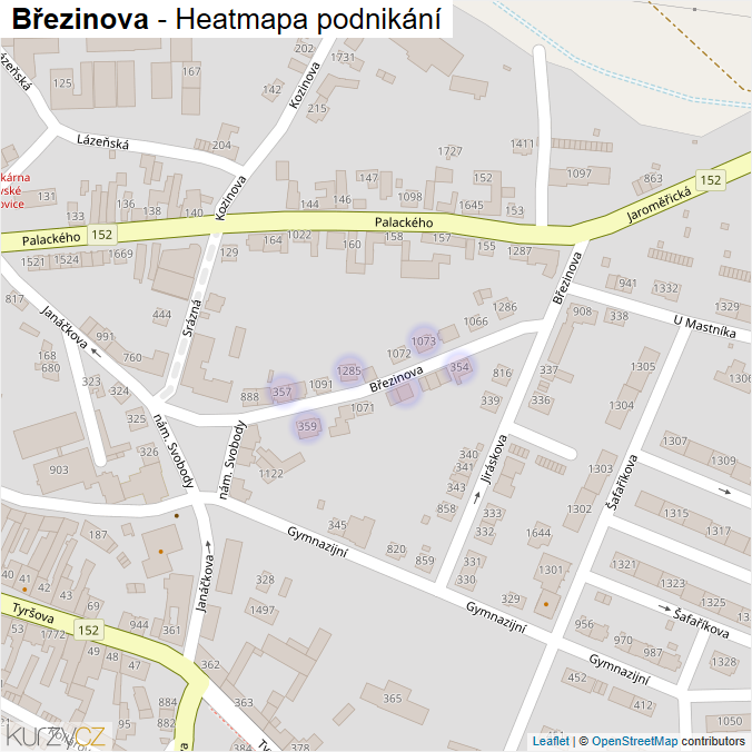 Mapa Březinova - Firmy v ulici.
