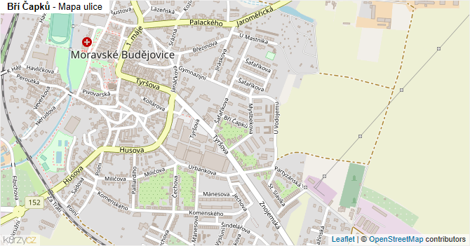 Bří Čapků - mapa ulice