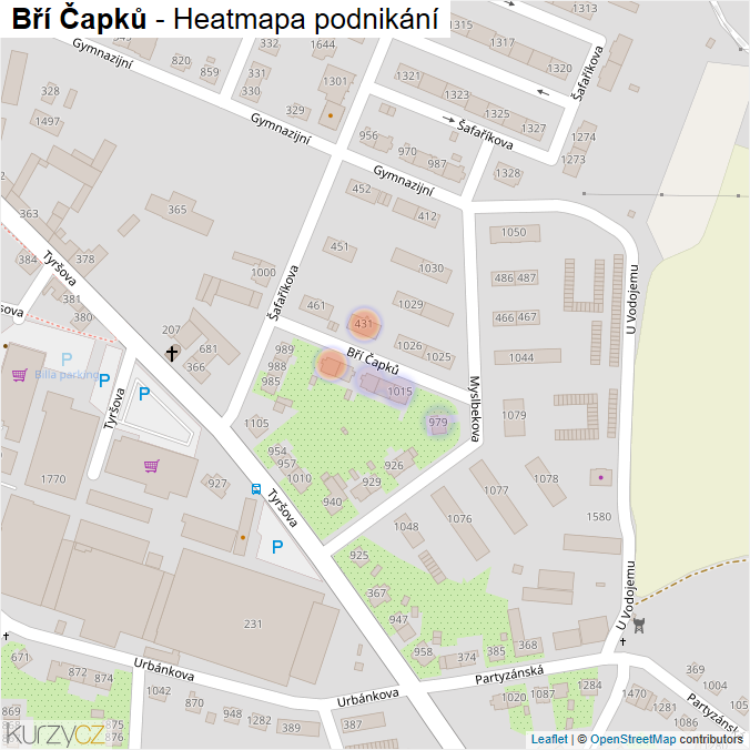 Mapa Bří Čapků - Firmy v ulici.