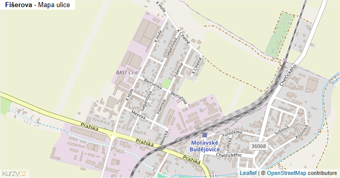Fišerova - mapa ulice